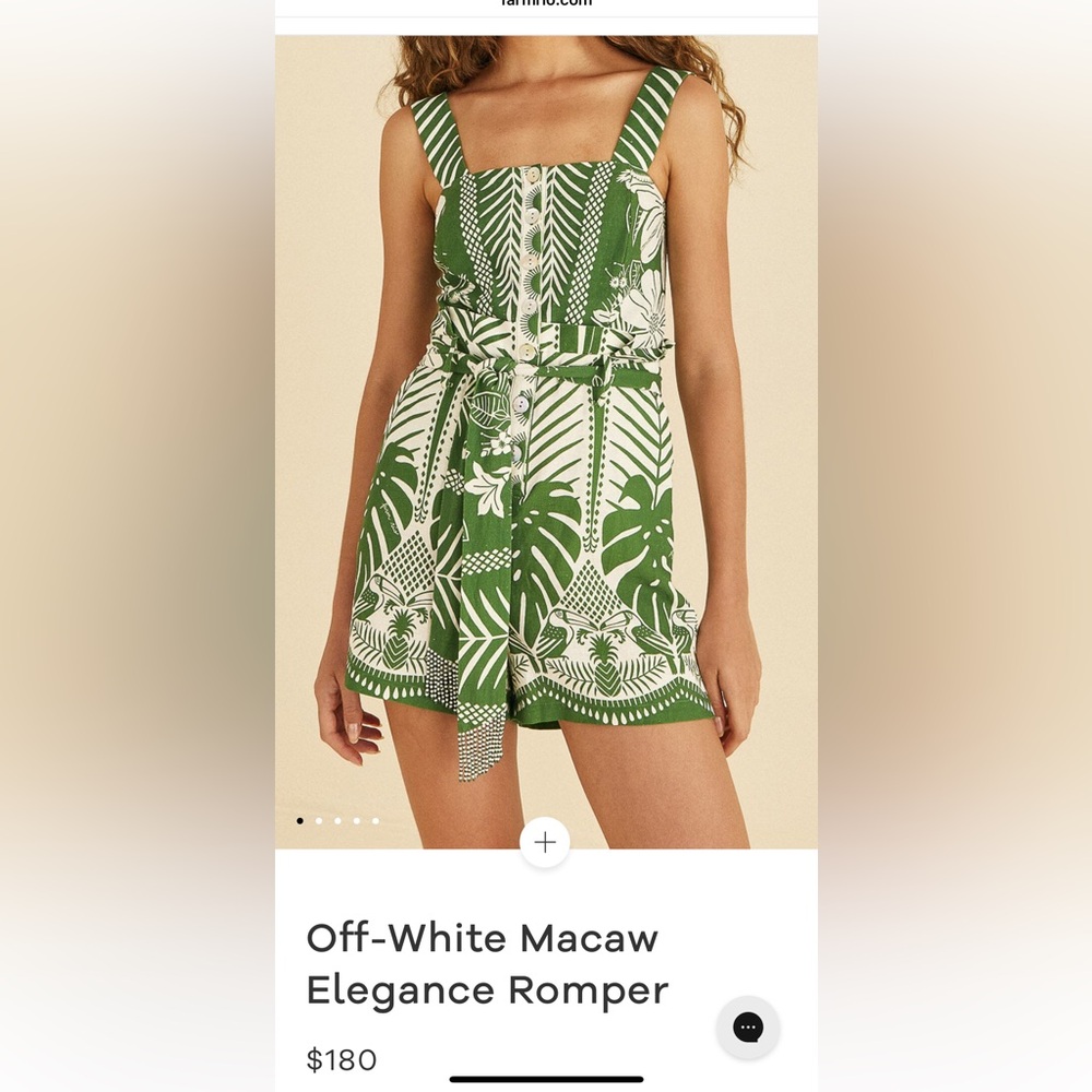 farm rio,  macaw elegance off-white romper, size small, never worn, NWT